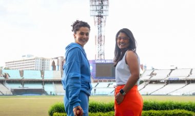 Shabaash Mithu: Mithali Raj,Taapsee Pannu & Srijit Mukherji promote at Eden Gardens