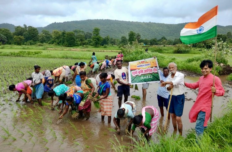 पालघर के खेतों में भी लहराया तिरंगा