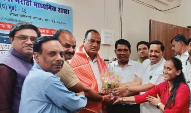 घाटकोपर में माध्यमिक मराठी स्कूल के शिक्षकों ने शिवपूजन पांडे को किया सम्मानित