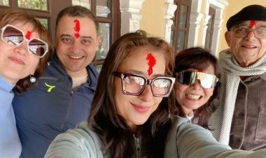 Manisha Koirala  celebrates Holi with family and close friends in her hometown Nepal