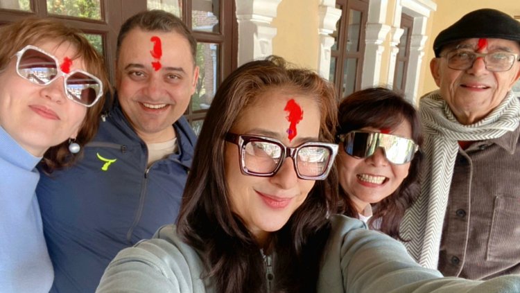 Manisha Koirala  celebrates Holi with family and close friends in her hometown Nepal