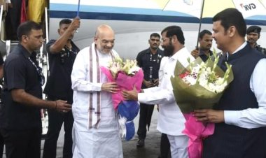 केंद्रीय गृह मंत्री अमित शाह एक दिवसीय दौरे पर मुंबई पहुंचे