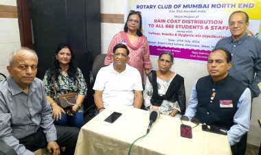 रोटरी क्लब ऑफ मुम्बई नार्थ एन्ड ने ग्रीन लैंड स्कूल के 650 छात्रों में बांटा रेनकोट
